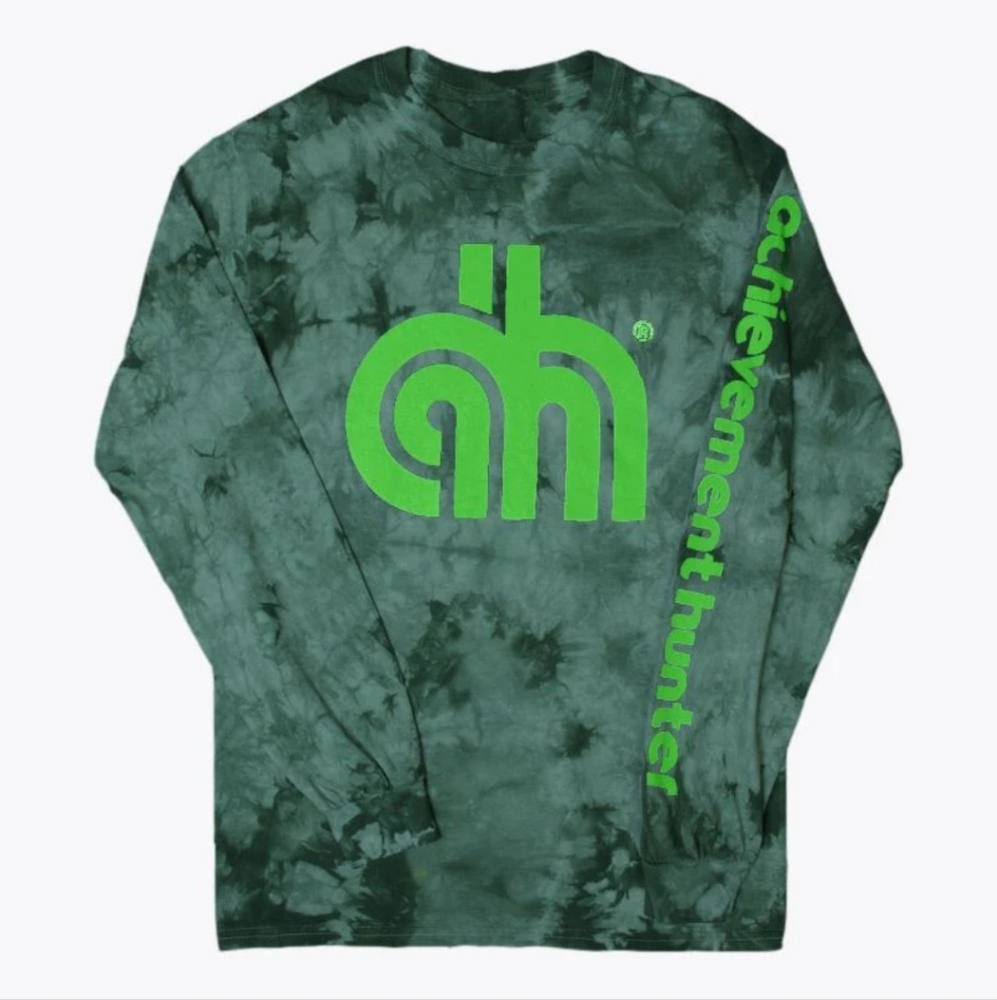 Achievement Hunter Lines Long Sleeve T-Shirt - Green Tie Dye